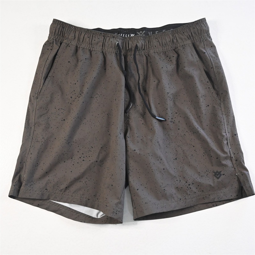 Veece Sx6.5" Green Splatter Pull On Athleisure‎ Casual Mens Shorts